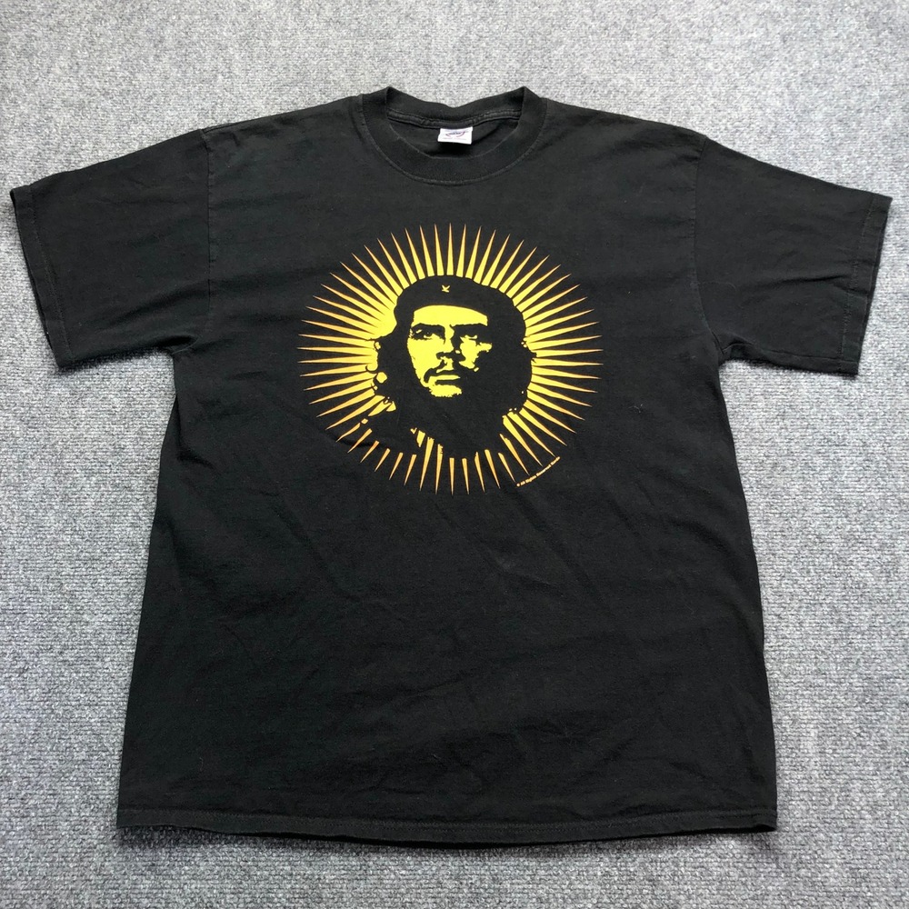 Vintage Che Guevara Graphic T-Shirt Mens Large Black Yellow Sunburst